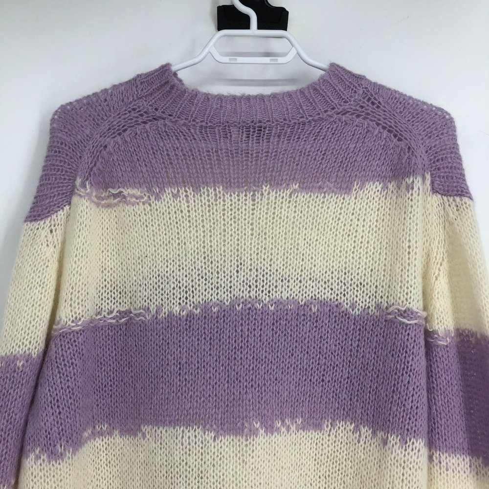 Acne Studios Kantonia Stripe white purple Distressed Oversized Knit Sweater XS - Picture 12 of 16